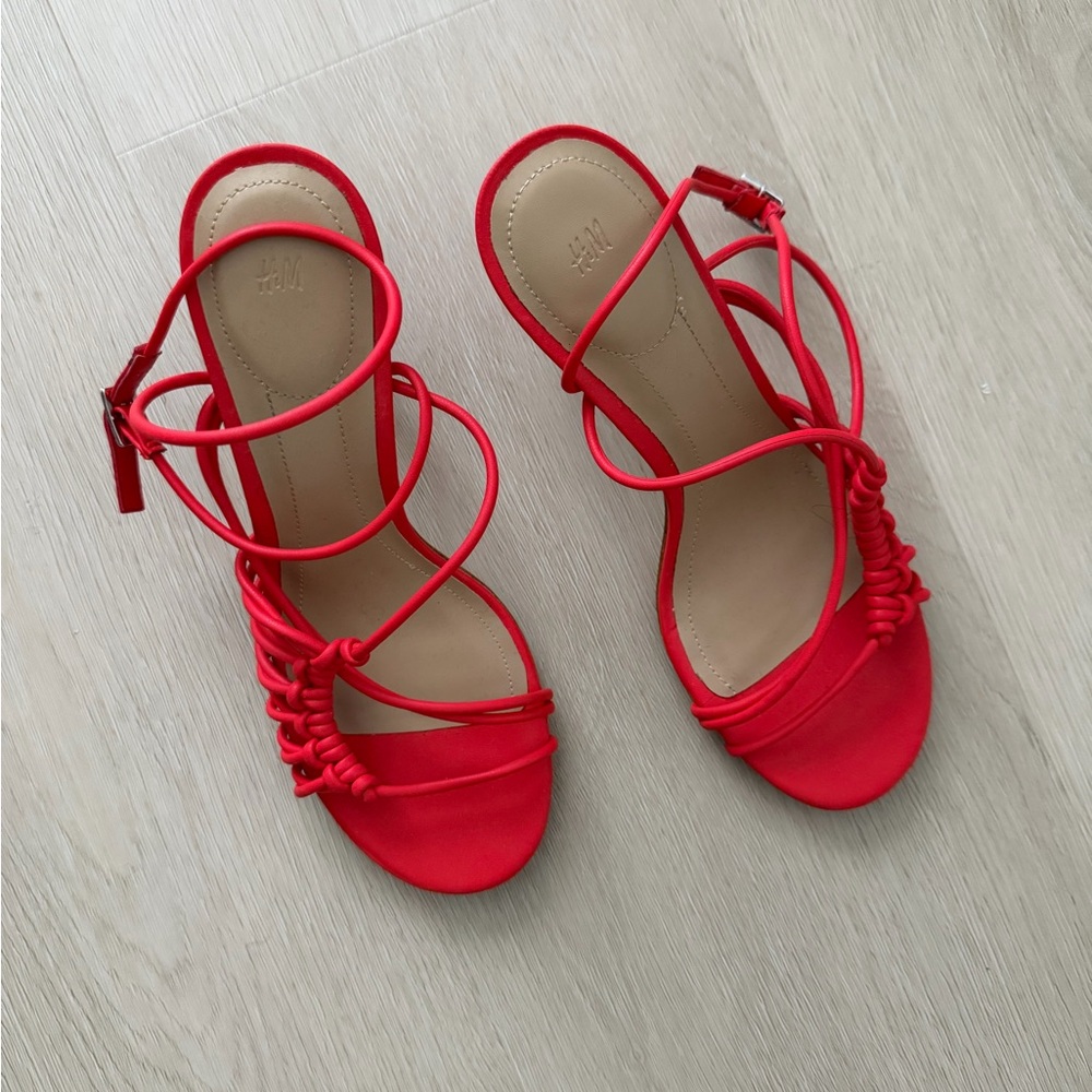 H&M Women's Bright Red Knotted Sandals